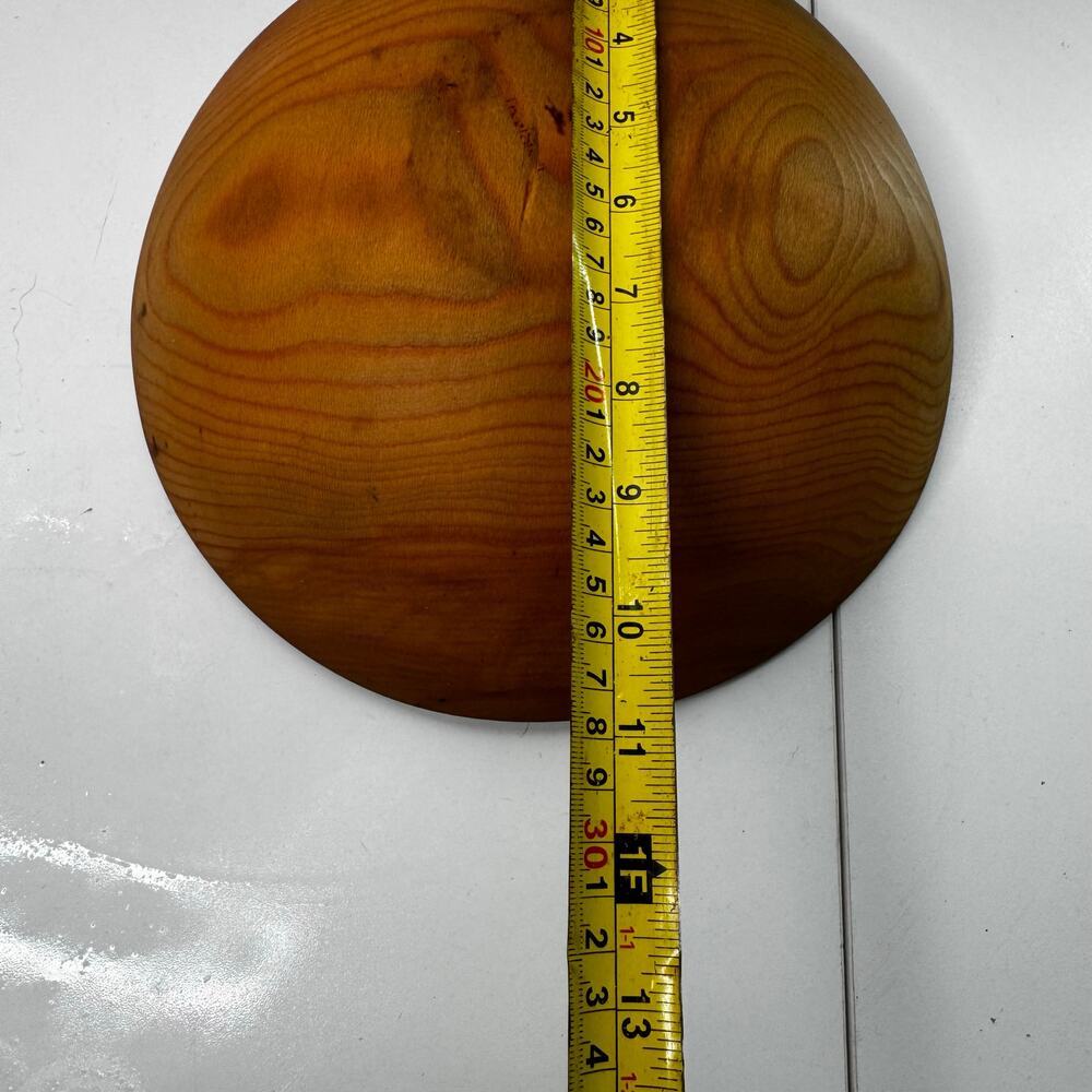 Vintage Bowl Wooden Handmade Thick Primitive Boho Cottage Heavy 10” - Picture 4 of 4